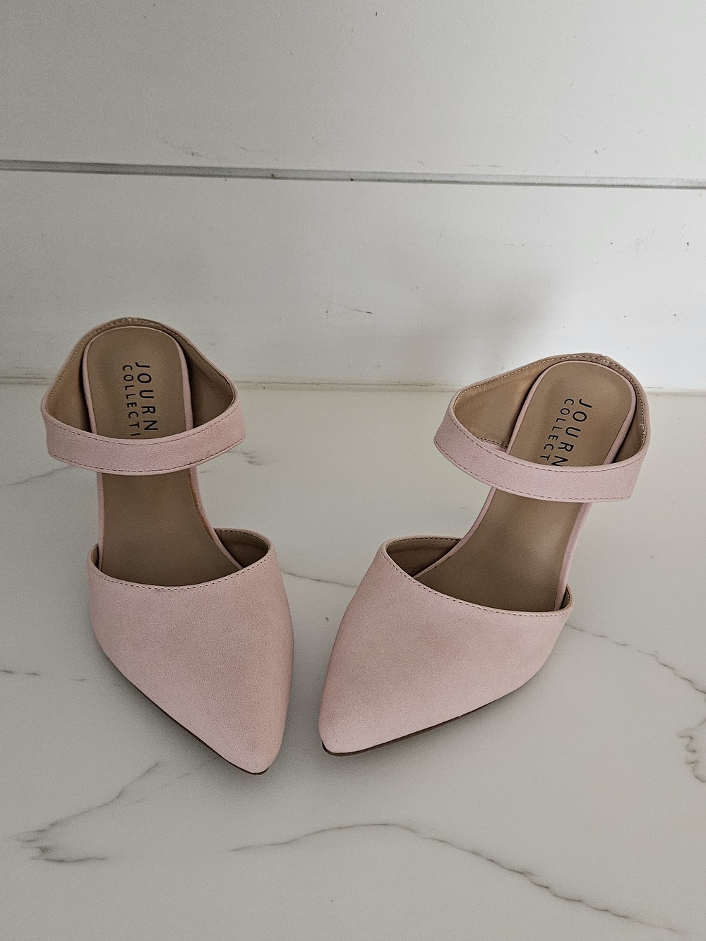 Journee Collection Blush Pink Pointed Mary Jane Heels